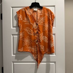 Sienna Sky Orange Leaf Print Blouse